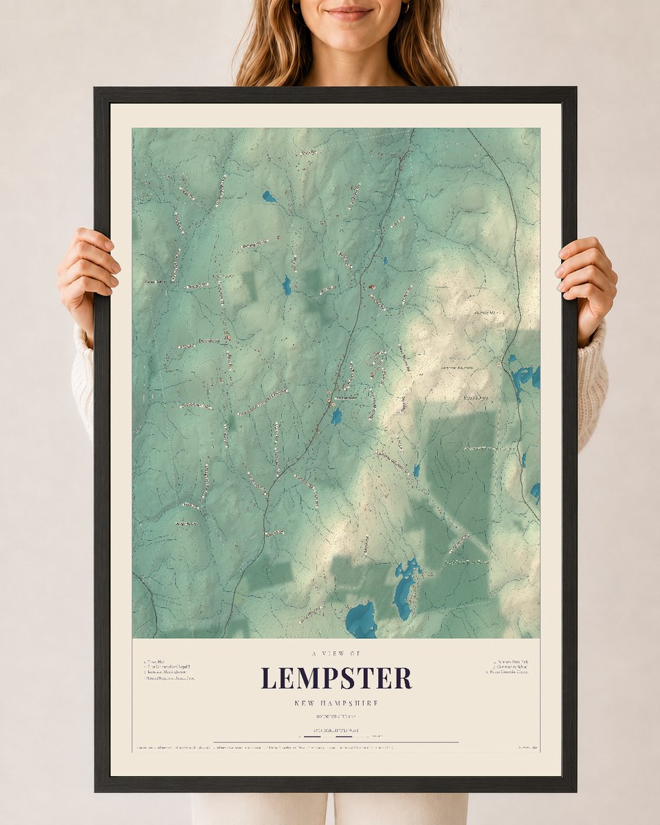 NH Current Atlas 2026 | Lempster | 24" x 36" | W/ Black Ayous Wood Frame