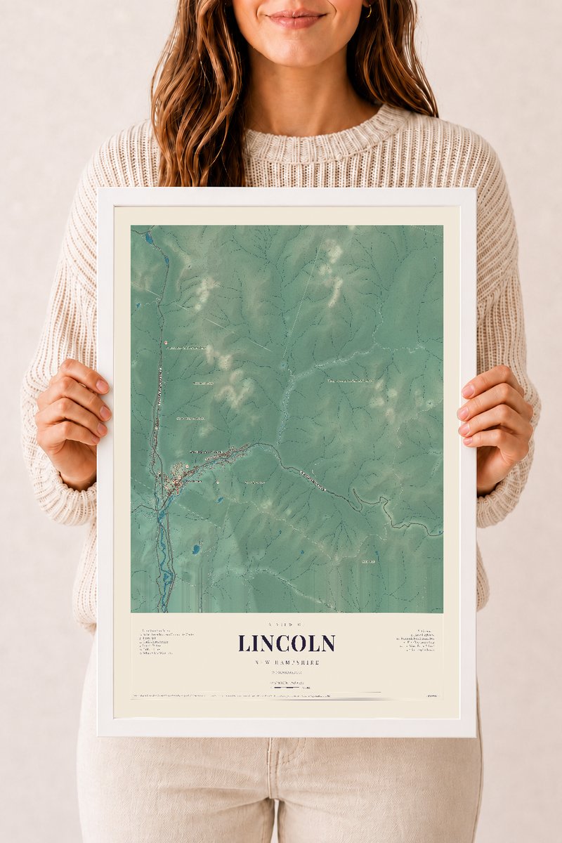 NH Current Atlas 2026 | Lincoln | 12" x 18" | W/ White Ayous Wood Frame