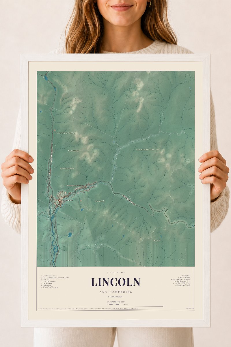 NH Current Atlas 2026 | Lincoln | 18" x 24" | W/ White Ayous Wood Frame