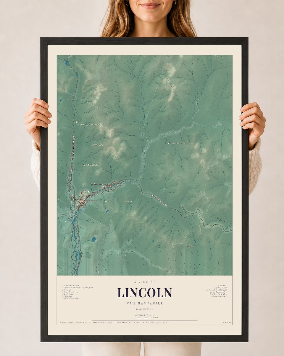 NH Current Atlas 2026 | Lincoln | 24" x 36" | W/ Black Ayous Wood Frame