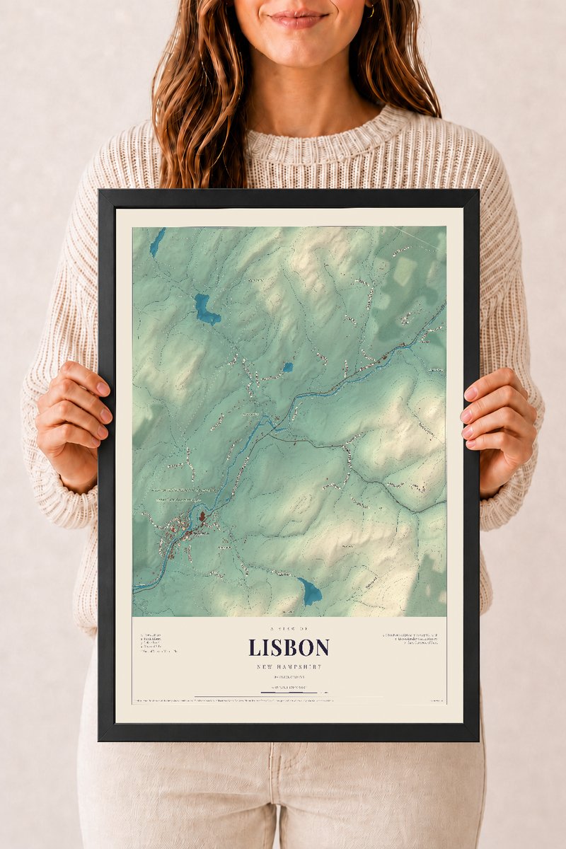 NH Current Atlas 2026 | Lisbon | 12" x 18" | W/ Black Ayous Wood Frame