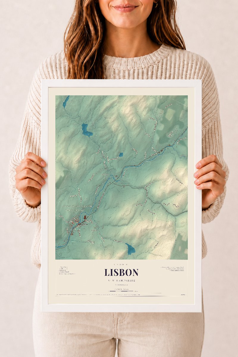 NH Current Atlas 2026 | Lisbon | 12" x 18" | W/ White Ayous Wood Frame