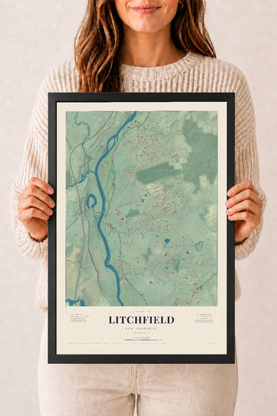 NH Current Atlas 2026 | Litchfield | 12" x 18" | W/ Black Ayous Wood Frame