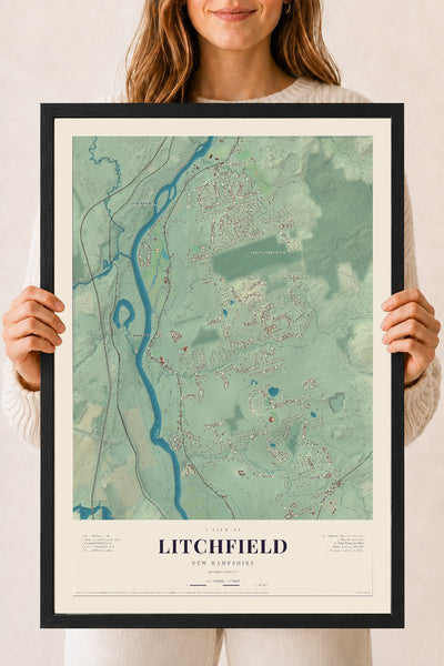 NH Current Atlas 2026 | Litchfield | 18" x 24" | W/ Black Ayous Wood Frame