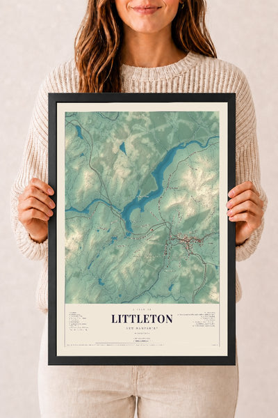 NH Current Atlas 2026 | Littleton | 12" x 18" | W/ Black Ayous Wood Frame