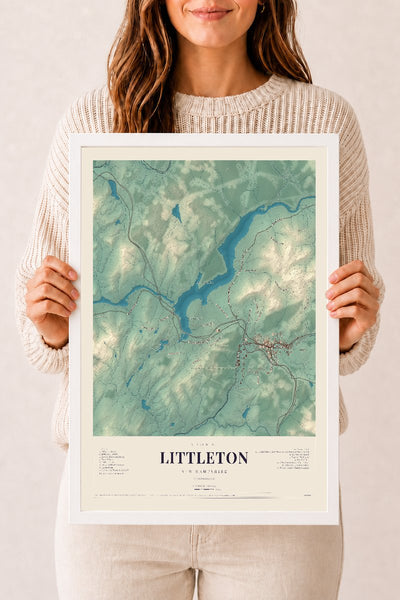 NH Current Atlas 2026 | Littleton | 12" x 18" | W/ White Ayous Wood Frame