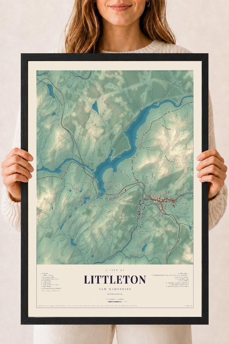 NH Current Atlas 2026 | Littleton | 18" x 24" | W/ Black Ayous Wood Frame