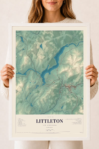 NH Current Atlas 2026 | Littleton | 18" x 24" | W/ White Ayous Wood Frame