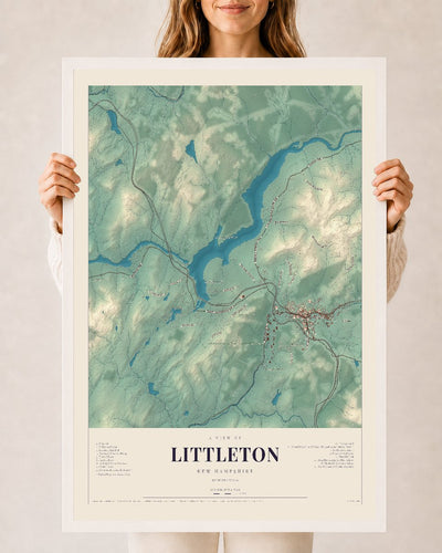 NH Current Atlas 2026 | Littleton | 24" x 36" | W/ White Ayous Wood Frame