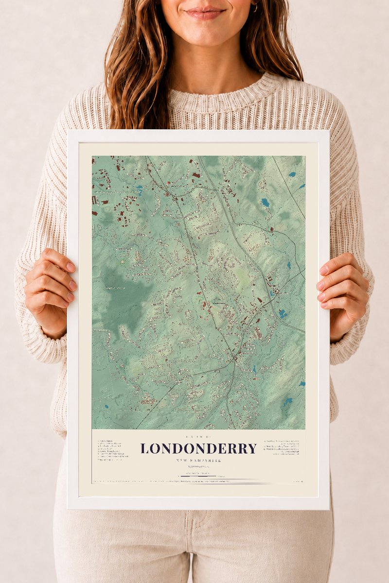 NH Current Atlas 2026 | Londonderry | 12" x 18" | W/ White Ayous Wood Frame