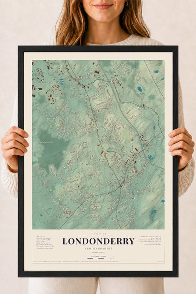 NH Current Atlas 2026 | Londonderry | 18" x 24" | W/ Black Ayous Wood Frame