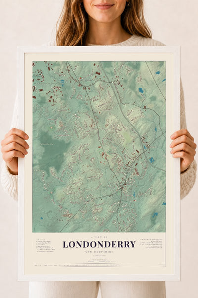 NH Current Atlas 2026 | Londonderry | 18" x 24" | W/ White Ayous Wood Frame