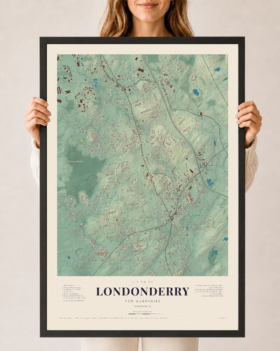 NH Current Atlas 2026 | Londonderry | 24" x 36" | W/ Black Ayous Wood Frame