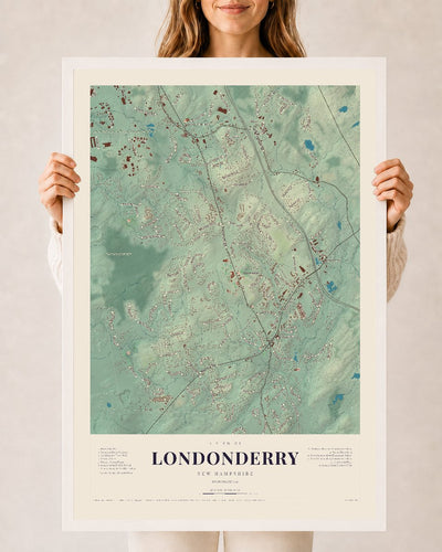 NH Current Atlas 2026 | Londonderry | 24" x 36" | W/ White Ayous Wood Frame
