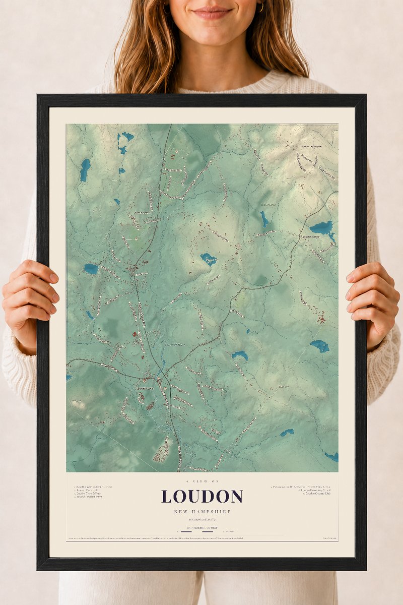 NH Current Atlas 2026 | Loudon | 18" x 24" | W/ Black Ayous Wood Frame