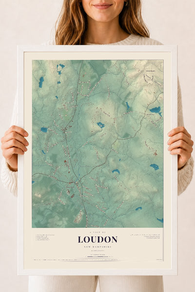 NH Current Atlas 2026 | Loudon | 18" x 24" | W/ White Ayous Wood Frame