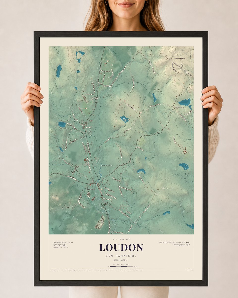 NH Current Atlas 2026 | Loudon | 24" x 36" | W/ Black Ayous Wood Frame