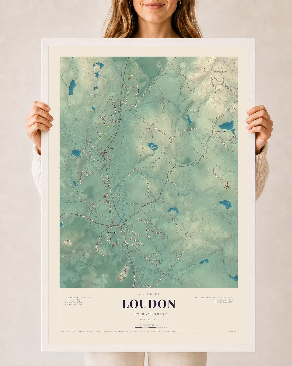 NH Current Atlas 2026 | Loudon | 24" x 36" | W/ White Ayous Wood Frame