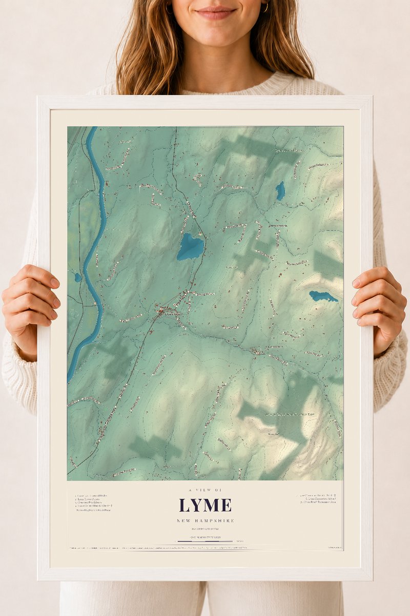 NH Current Atlas 2026 | Lyme | 18" x 24" | W/ White Ayous Wood Frame