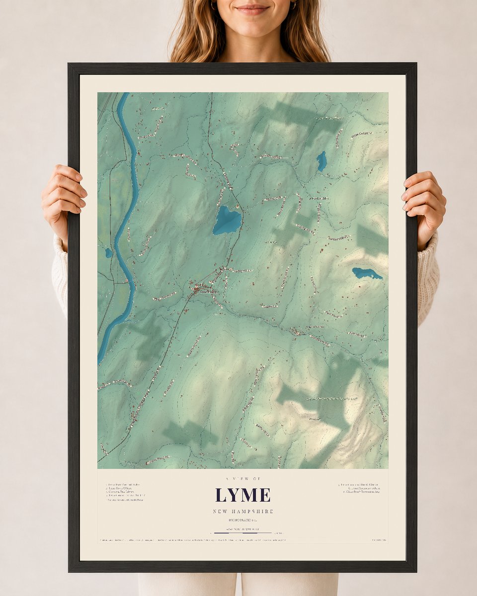 NH Current Atlas 2026 | Lyme | 24" x 36" | W/ Black Ayous Wood Frame