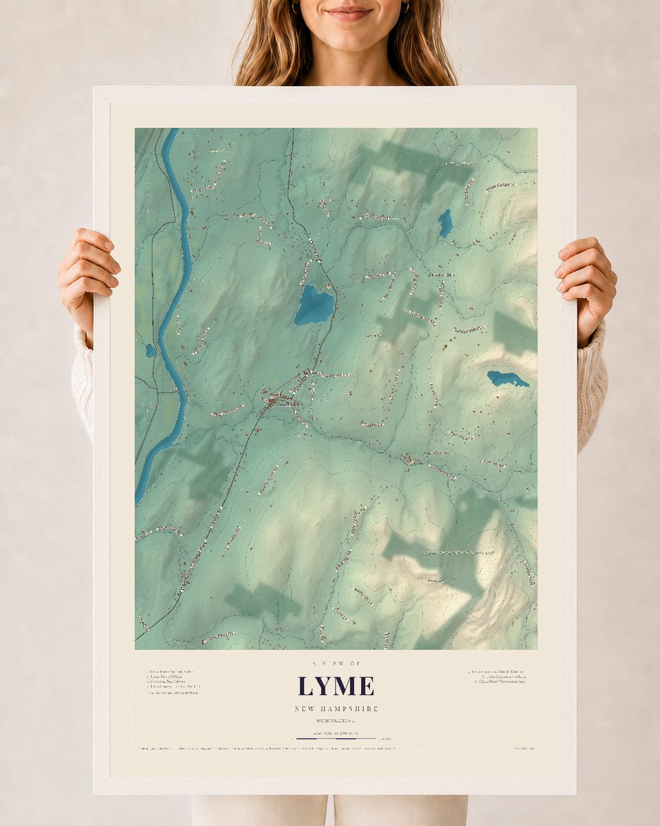 NH Current Atlas 2026 | Lyme | 24" x 36" | W/ White Ayous Wood Frame