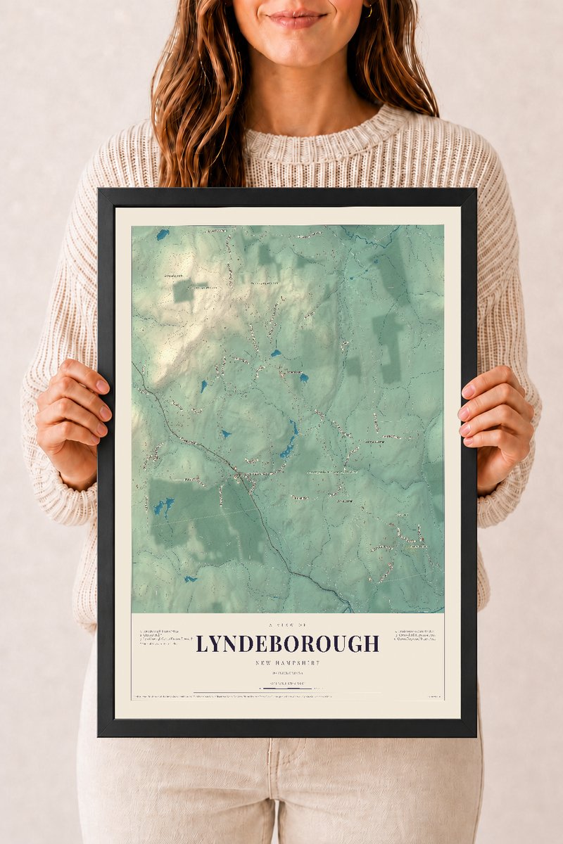 NH Current Atlas 2026 | Lyndeborough | 12" x 18" | W/ Black Ayous Wood Frame