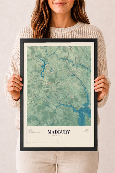 NH Current Atlas 2026 | Madbury | 12" x 18" | W/ Black Ayous Wood Frame