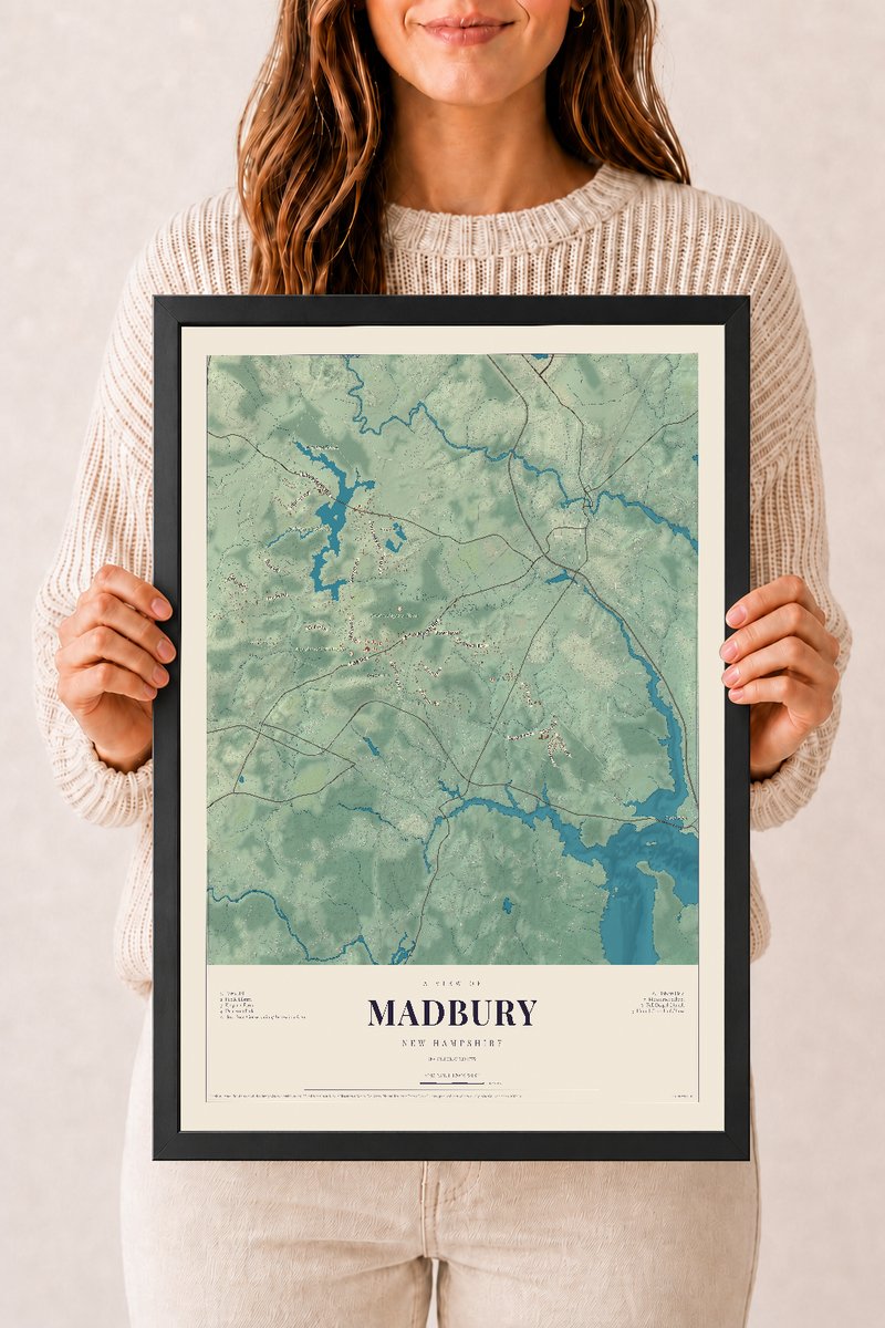 NH Current Atlas 2026 | Madbury | 12" x 18" | W/ Black Ayous Wood Frame