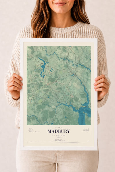 NH Current Atlas 2026 | Madbury | 12" x 18" | W/ White Ayous Wood Frame