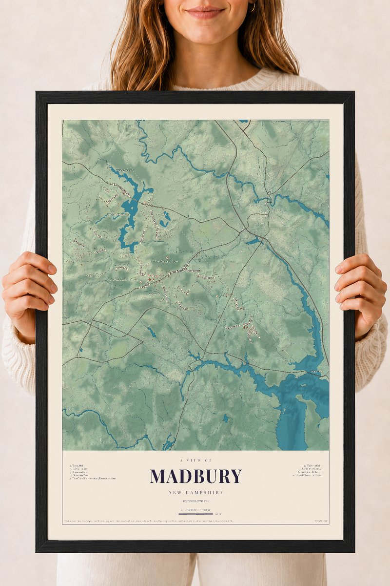 NH Current Atlas 2026 | Madbury | 18" x 24" | W/ Black Ayous Wood Frame