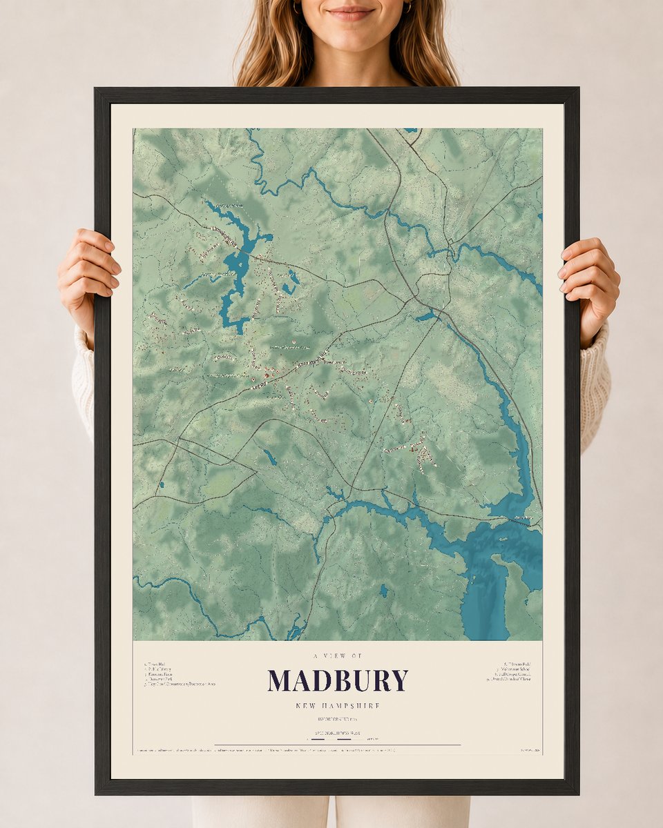 NH Current Atlas 2026 | Madbury | 24" x 36" | W/ Black Ayous Wood Frame
