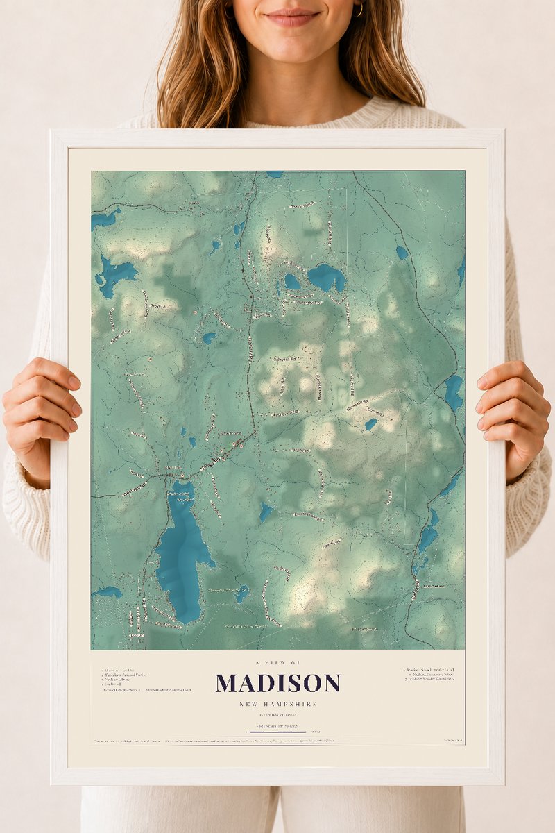 NH Current Atlas 2026 | Madison | 18" x 24" | W/ White Ayous Wood Frame