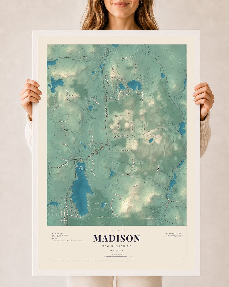 NH Current Atlas 2026 | Madison | 24" x 36" | W/ White Ayous Wood Frame