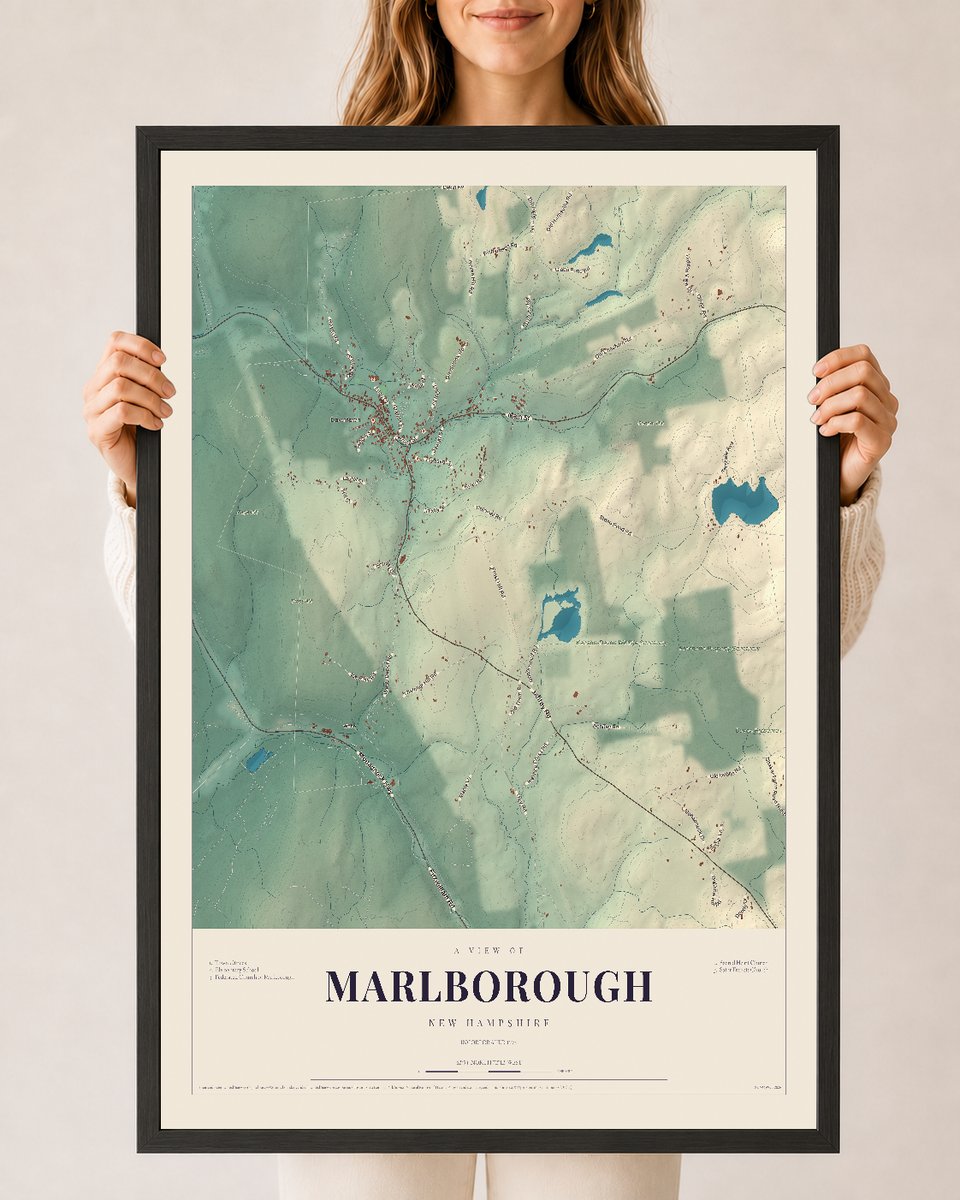 NH Current Atlas 2026 | Marlborough | 24" x 36" | W/ Black Ayous Wood Frame