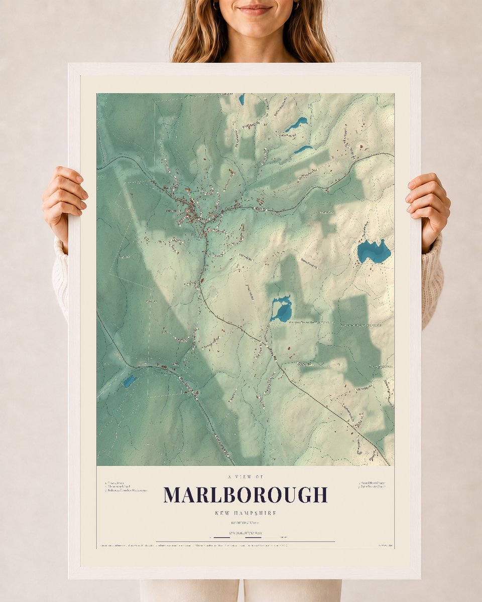 NH Current Atlas 2026 | Marlborough | 24" x 36" | W/ White Ayous Wood Frame