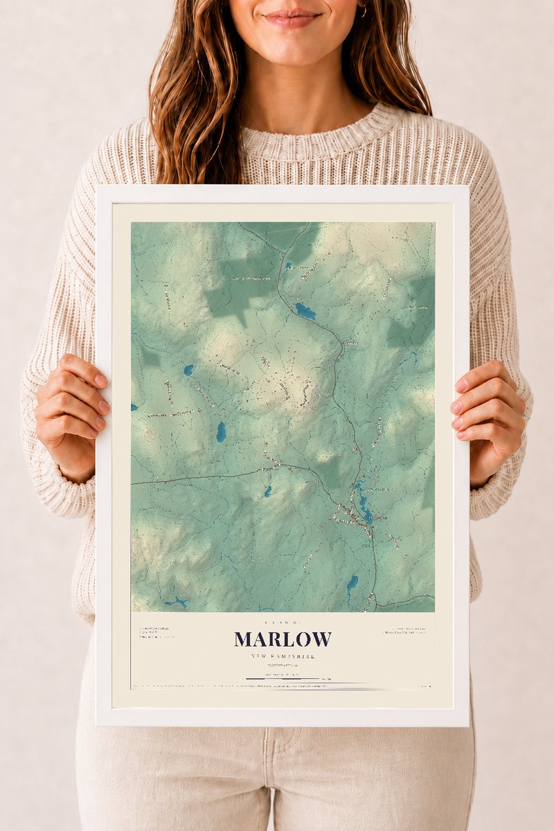 NH Current Atlas 2026 | Marlow | 12" x 18" | W/ White Ayous Wood Frame