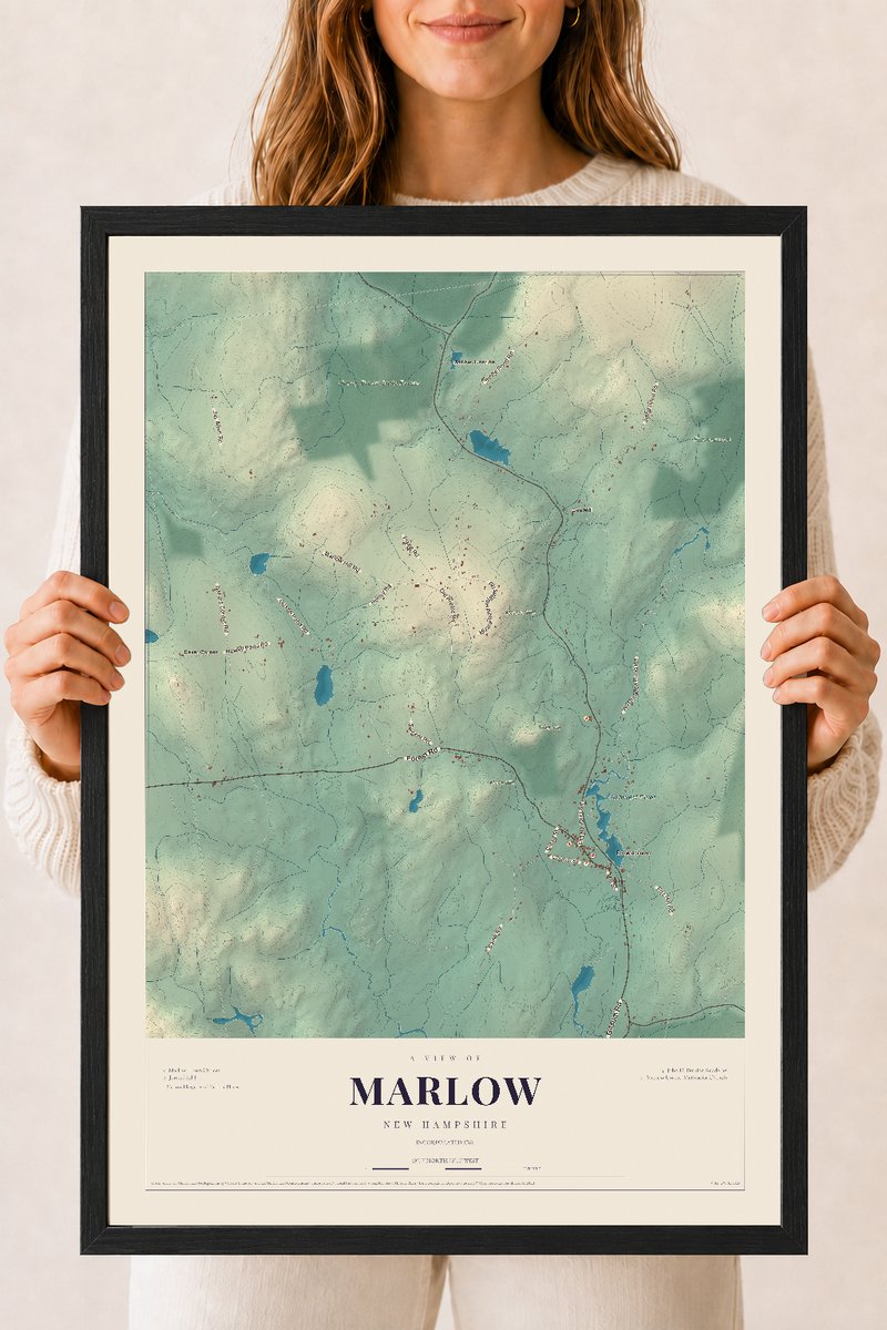 NH Current Atlas 2026 | Marlow | 18" x 24" | W/ Black Ayous Wood Frame