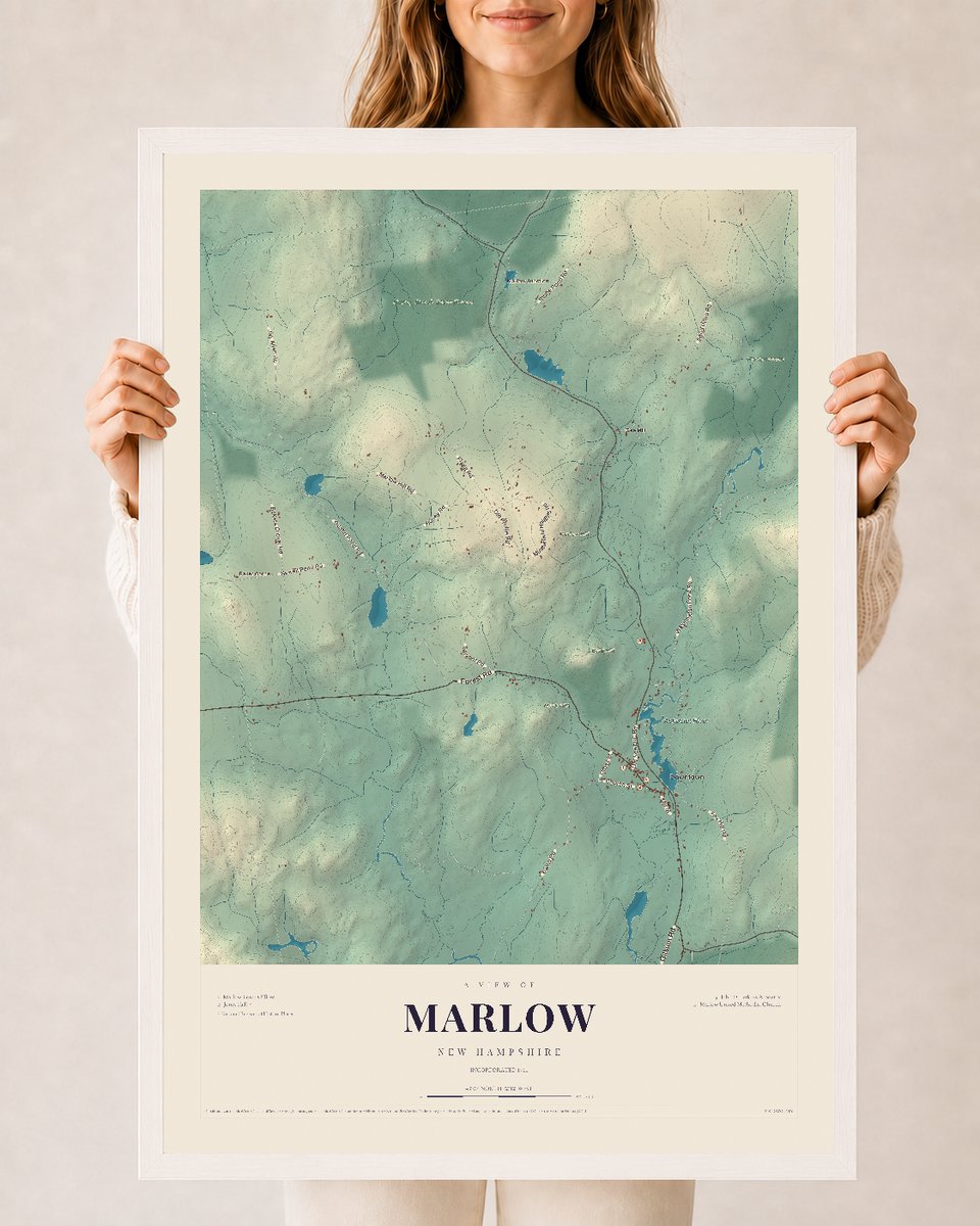 NH Current Atlas 2026 | Marlow | 24" x 36" | W/ White Ayous Wood Frame