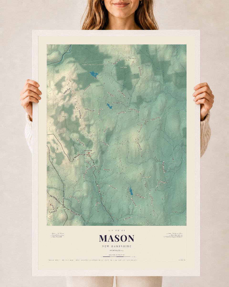 NH Current Atlas 2026 | Mason | 24" x 36" | W/ White Ayous Wood Frame