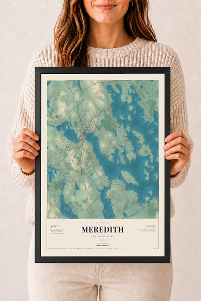 NH Current Atlas 2026 | Meredith | 12" x 18" | W/ Black Ayous Wood Frame