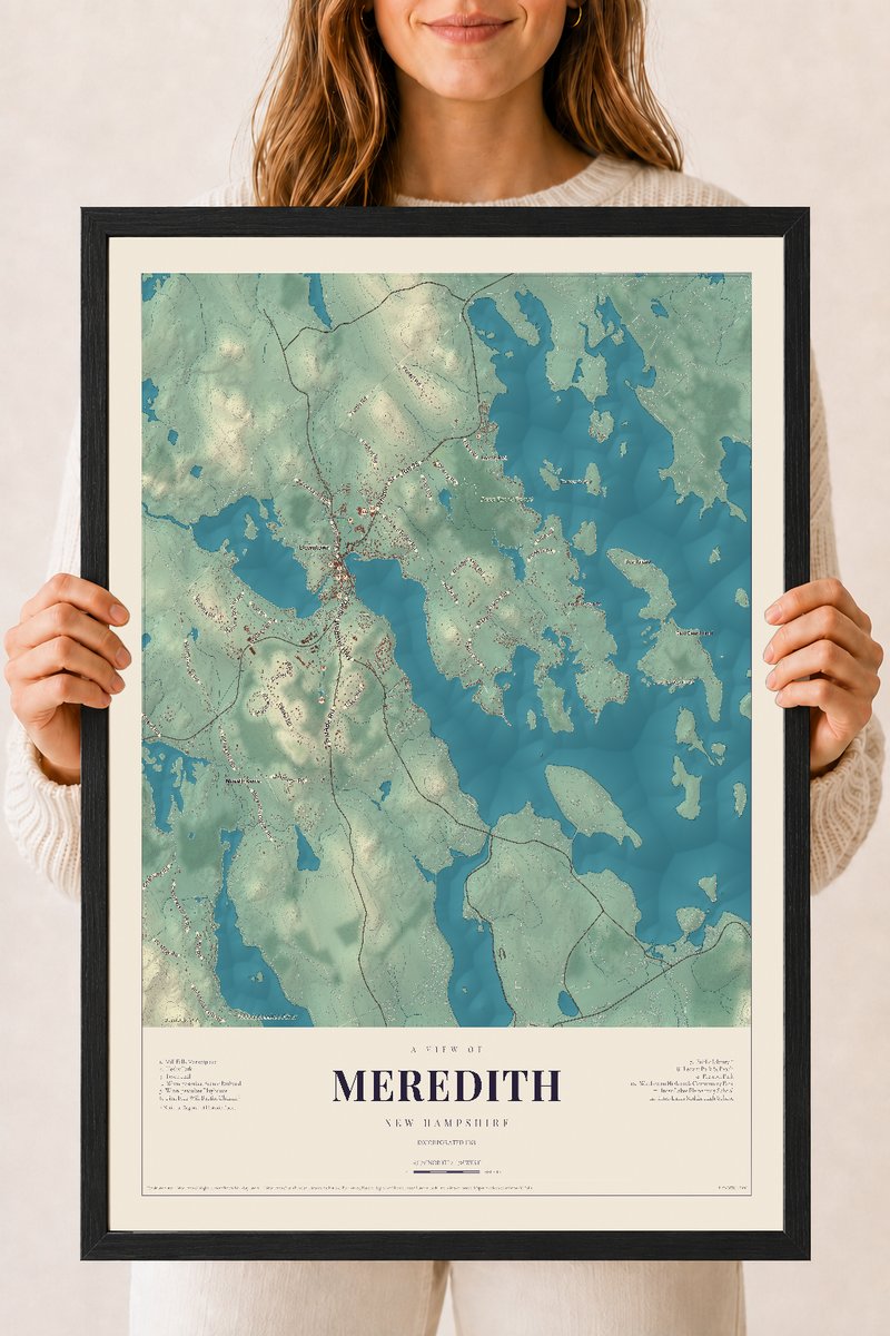 NH Current Atlas 2026 | Meredith | 18" x 24" | W/ Black Ayous Wood Frame