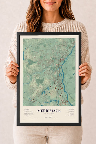 NH Current Atlas 2026 | Merrimack | 12" x 18" | W/ Black Ayous Wood Frame