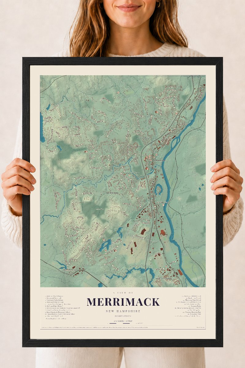 NH Current Atlas 2026 | Merrimack | 18" x 24" | W/ Black Ayous Wood Frame