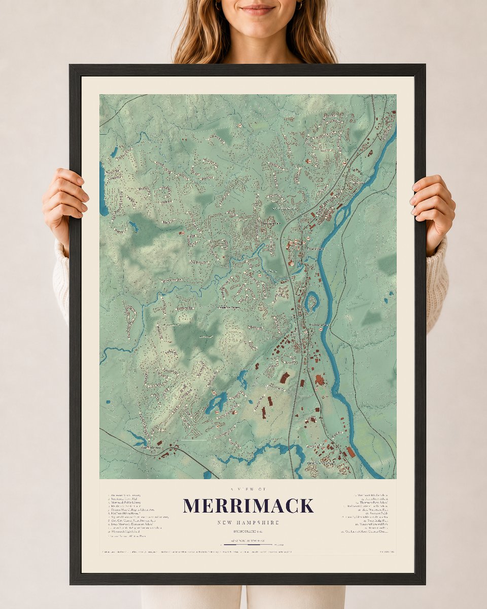 NH Current Atlas 2026 | Merrimack | 24" x 36" | W/ Black Ayous Wood Frame