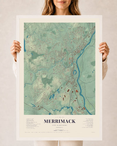 NH Current Atlas 2026 | Merrimack | 24" x 36" | W/ White Ayous Wood Frame