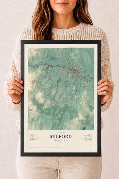 NH Current Atlas 2026 | Milford | 12" x 18" | W/ Black Ayous Wood Frame