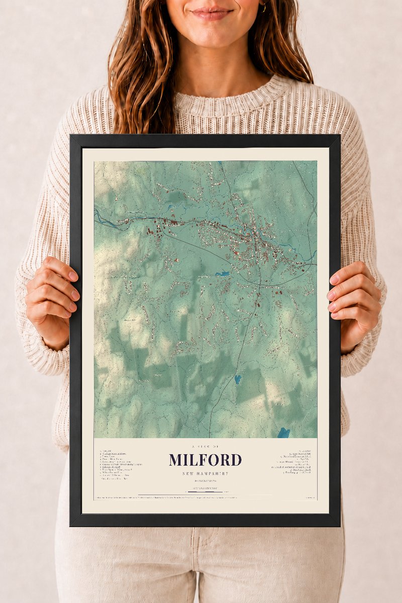 NH Current Atlas 2026 | Milford | 12" x 18" | W/ Black Ayous Wood Frame