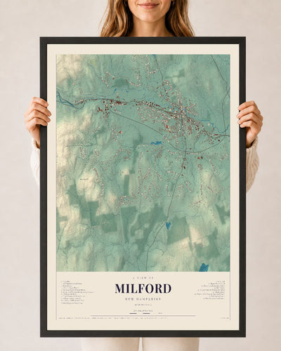 NH Current Atlas 2026 | Milford | 24" x 36" | W/ Black Ayous Wood Frame