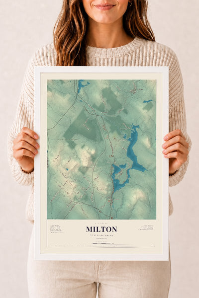 NH Current Atlas 2026 | Milton | 12" x 18" | W/ White Ayous Wood Frame