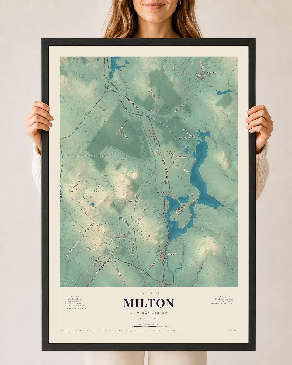 NH Current Atlas 2026 | Milton | 24" x 36" | W/ Black Ayous Wood Frame